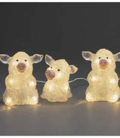 Konstsmide, guirlandes lumineuses de Noël Oiseaux Lumineux Et Animaux Lumineux|Petits Cochons Lumineux En Acrylique Led 12,5 Cm, Lot De 5