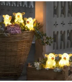 Konstsmide, guirlandes lumineuses de Noël Oiseaux Lumineux Et Animaux Lumineux|Petits Cochons Lumineux En Acrylique Led 12,5 Cm, Lot De 5