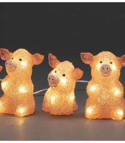 Konstsmide, guirlandes lumineuses de Noël Oiseaux Lumineux Et Animaux Lumineux|Petits Cochons Roses Lumineux En Acrylique Led 12,5 Cm, Lot De 5