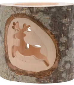 Waldfabrik, photophore en bois et étoile sapin de Noël Photophore Bois|Photophore En Bois Avec 2 Motifs En Bois Cisele, Renne