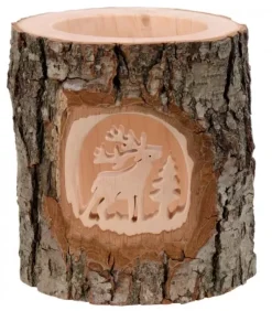Waldfabrik, photophore en bois et étoile sapin de Noël Photophore Bois|Photophore En Bois Cisele, Cerf En Foret