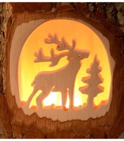 Waldfabrik, photophore en bois et étoile sapin de Noël Photophore Bois|Photophore En Bois Cisele, Cerf En Foret