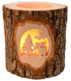 Waldfabrik, photophore en bois et étoile sapin de Noël Photophore Bois|Photophore En Bois Cisele, Elan Dans La Foret
