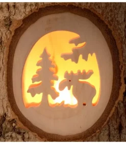 Waldfabrik, photophore en bois et étoile sapin de Noël Photophore Bois|Photophore En Bois Cisele, Elan Dans La Foret