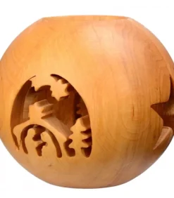 Waldfabrik, photophore en bois et étoile sapin de Noël Photophore Bois|Photophore En Bois, Forme Spherique, Motif Crèche