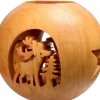 Waldfabrik, photophore en bois et étoile sapin de Noël Photophore Bois|Photophore En Bois Forme Spherique, Motif Cerf En Foret