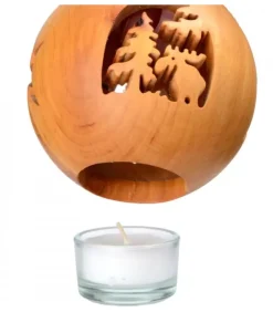 Waldfabrik, photophore en bois et étoile sapin de Noël Photophore Bois|Photophore En Bois Forme Spherique, Motif, Motif Elan