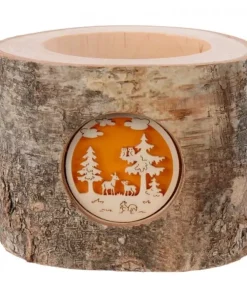 Waldfabrik, photophore en bois et étoile sapin de Noël Photophore Bois|Photophore En Rondin De Bois, 1 Motif Animaux De La Foret