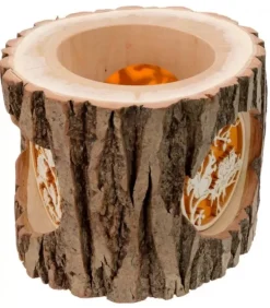 Waldfabrik, photophore en bois et étoile sapin de Noël Photophore Bois|Photophore En Rondin De Bois, Avec 3 Motifs, Ecureuil, Chat Et Oiseaux
