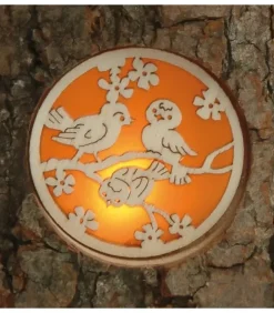 Waldfabrik, photophore en bois et étoile sapin de Noël Photophore Bois|Photophore En Rondin De Bois Avec 3 Motifs Nature