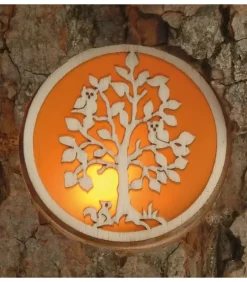 Waldfabrik, photophore en bois et étoile sapin de Noël Photophore Bois|Photophore En Rondin De Bois Avec 3 Motifs Nature