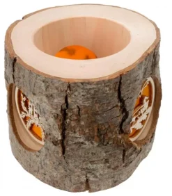 Waldfabrik, photophore en bois et étoile sapin de Noël Photophore Bois|Photophore Rondin De Bois, Avec 3 Motifs Crèche, Père Noël Et Bougies