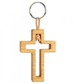 Waldfabrik, photophore en bois et étoile sapin de Noël Porte-Clés En Bois|Porte Clef En Bois De Cerisier Avec Croix Découpee, 5 Cm
