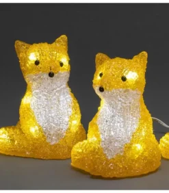 Konstsmide, guirlandes lumineuses de Noël Oiseaux Lumineux Et Animaux Lumineux|Renards Lumineux Acryliques Led Assis, Lot De 5, 12 Cm