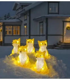 Konstsmide, guirlandes lumineuses de Noël Oiseaux Lumineux Et Animaux Lumineux|Renards Lumineux Acryliques Led Assis, Lot De 5, 12 Cm