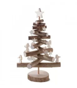 Waldfabrik, photophore en bois et étoile sapin de Noël Sapins En Bois|Sapin De Noël En Bois 29 Cm Avec Etoiles Et Anges