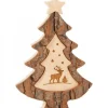 Waldfabrik, photophore en bois et étoile sapin de Noël Sapins En Bois|Sapin De Noël En Bois Avec Gravure Cerf, 15 Cm