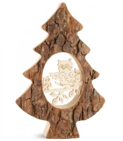Zyx Music, chants de Noël Allemands traditionnels Sapins En Bois|Sapin En Bois Avec Chouette Ciselee, 18,5 Cm