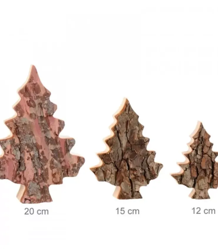 Waldfabrik, photophore en bois et étoile sapin de Noël Sapins En Bois|Sapin En Bois Déco En Ecorce 12 Cm