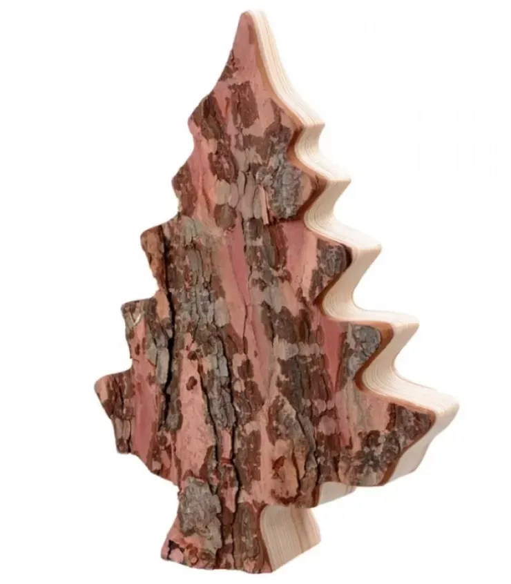 Waldfabrik, photophore en bois et étoile sapin de Noël Sapins En Bois|Sapin En Bois Déco En Ecorce 20 Cm