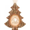Waldfabrik, photophore en bois et étoile sapin de Noël Sapins En Bois|Sapin Noël En Bois Avec Crèche De Noël Ciselee, 18 Cm