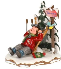 Hubrig, figurines pour enfant Village De Noël Miniature|Skieur Au Repos - Village De Noël Miniature