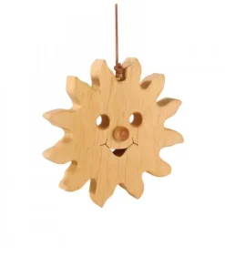 Waldfabrik, photophore en bois et étoile sapin de Noël Décorations En Bois Pour Sapin De Noël|Soleil A Suspendre En Bois De Chene 12 Cm