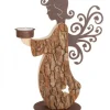 Waldfabrik, photophore en bois et étoile sapin de Noël Anges De Noël En Bois|Statuette Ange De Noël En Bois Avec Bougeoir 27 Cm