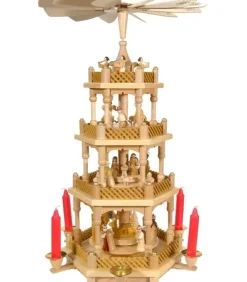 Richard Glasser, Pyramides de Noël allemandes Pyramides De Noël Allemandes|Superbe Weihnachtspyramid D'Allemagne A 3 Etages En Bois Naturel