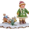 Hubrig, figurines pour enfant Village De Noël Miniature|Village De Noël Miniature, Fillette Avec Petit Frere Sur Luge