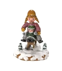 Hubrig, figurines pour enfant Village De Noël Miniature|Village De Noël Miniature, Fillettes Sur La Luge