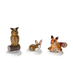 Hubrig, figurines pour enfant Village De Noël Miniature|Village De Noël Miniature, Renard Chouette Et Lapin